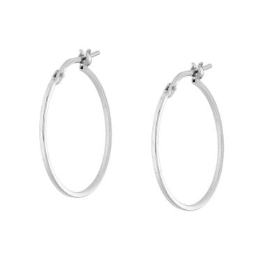 Orecchini Cerchio Canna Quadrata mm 22 in ARGENTO 925 Galvanica Rodio