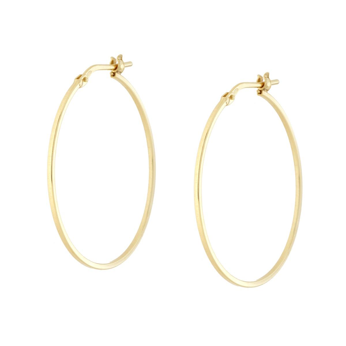 Orecchini Cerchio Canna Quadrata mm 31 in ARGENTO 925 Galvanica Oro