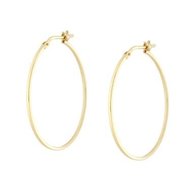 Orecchini Cerchio Canna Quadrata mm 31 in ARGENTO 925 Galvanica Oro