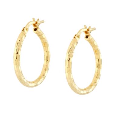 Orecchini Cerchio Diamantati in ARGENTO 925 Galvanica Oro