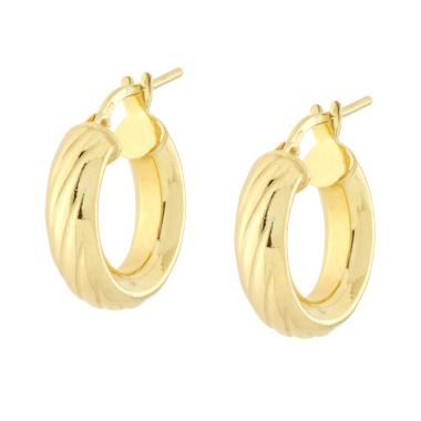 Orecchini Cerchio Creola Rigati in ARGENTO 925 Galvanica Oro