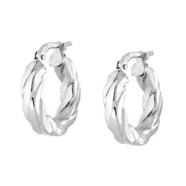 Orecchini Cerchio Torchon in ARGENTO 925 Galvanica Rodio