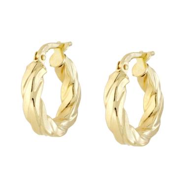 Orecchini Cerchio Torchon in ARGENTO 925 Galvanica Oro