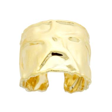 Anello Fascia Martellato in ARGENTO 925 Galvanica Oro