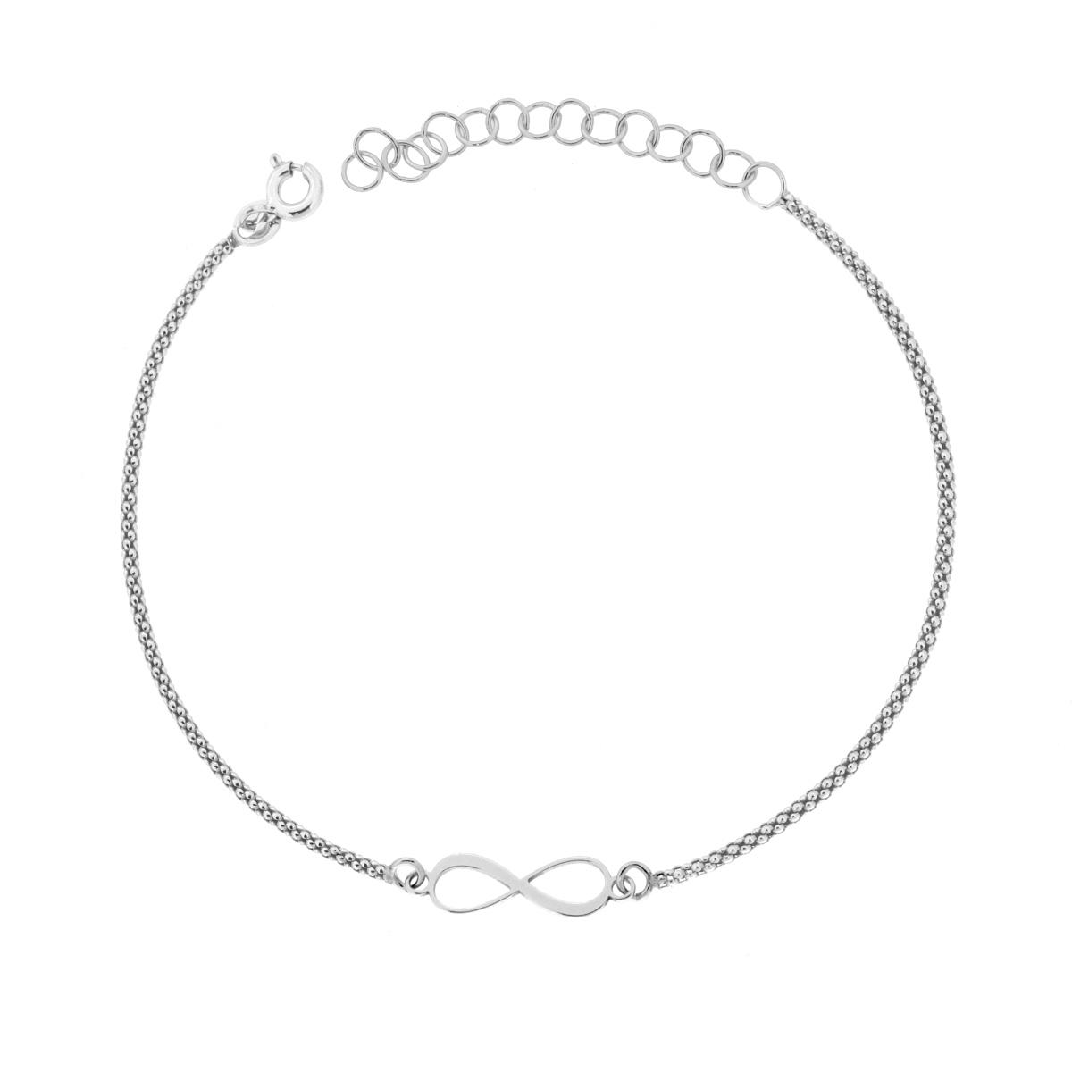 Bracciale Catena Coreana con Infinito in ARGENTO 925 Galvanica Rodio