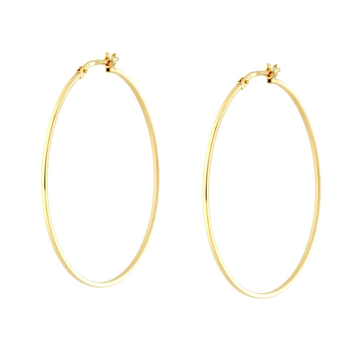 Orecchini Cerchio Canna Quadrata mm 41 in ARGENTO 925 Galvanica Oro