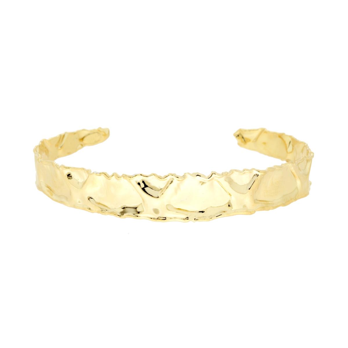 Bracciale Rigido Fascia Martellata in ARGENTO 925 Galvanica Oro