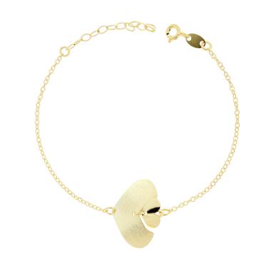 Bracciale Catena Fozatina Tonda con Cuori Spazzolati n ARGENTO 925 Galvanica Oro