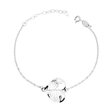 Bracciale Catena Forzatina Diamantata con Cuore Foglia in ARGENTO 925 Galvanica Rodio