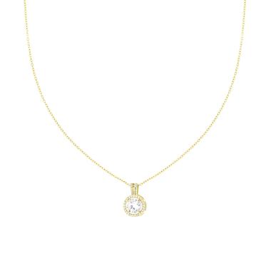 Collana Catena Forzatina Diamantata con Punto Luce contornato da Crystal Bianchi in ACCIAIO colore Oro