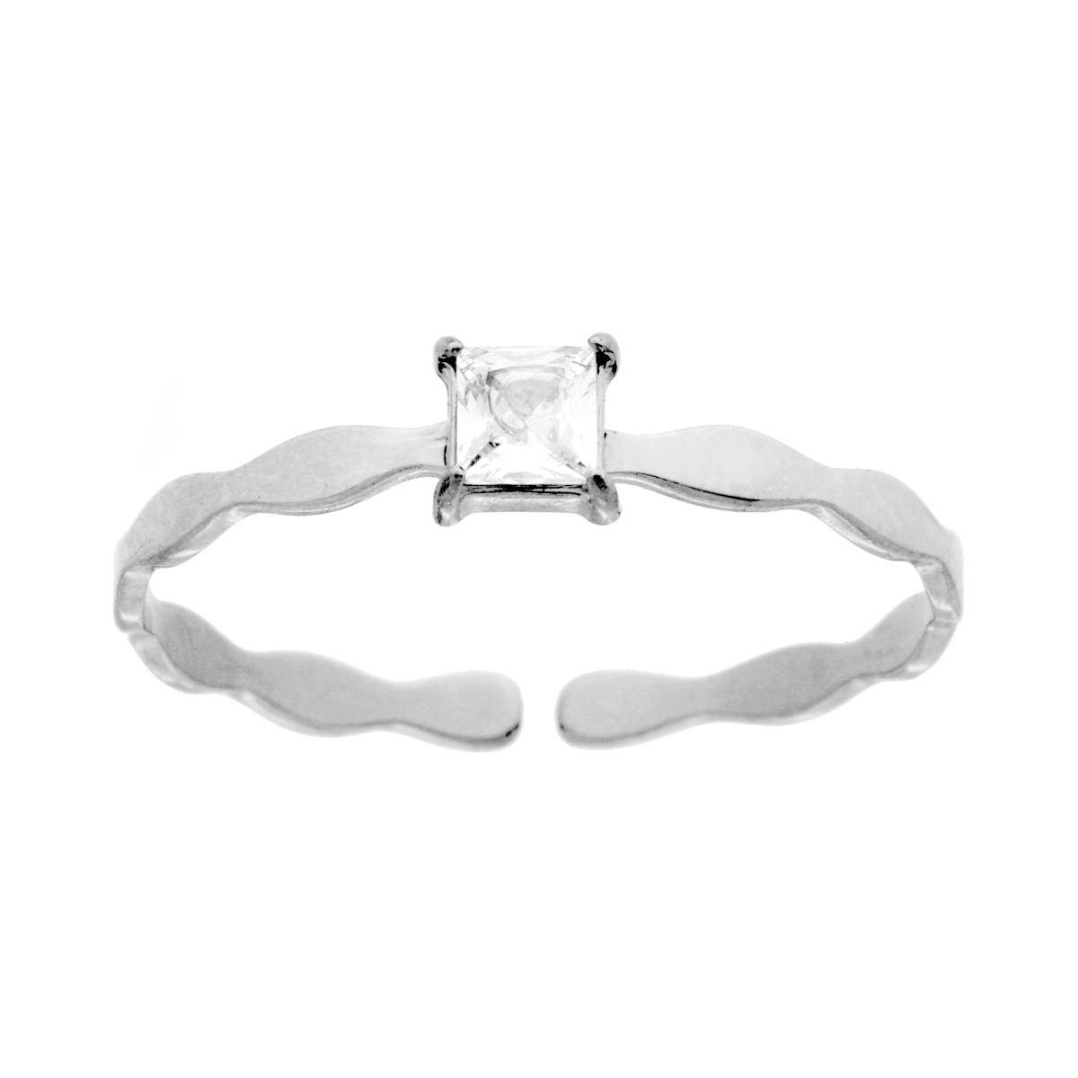 Anello Solitario con Crystal Bianco Princess in ACCIAIO