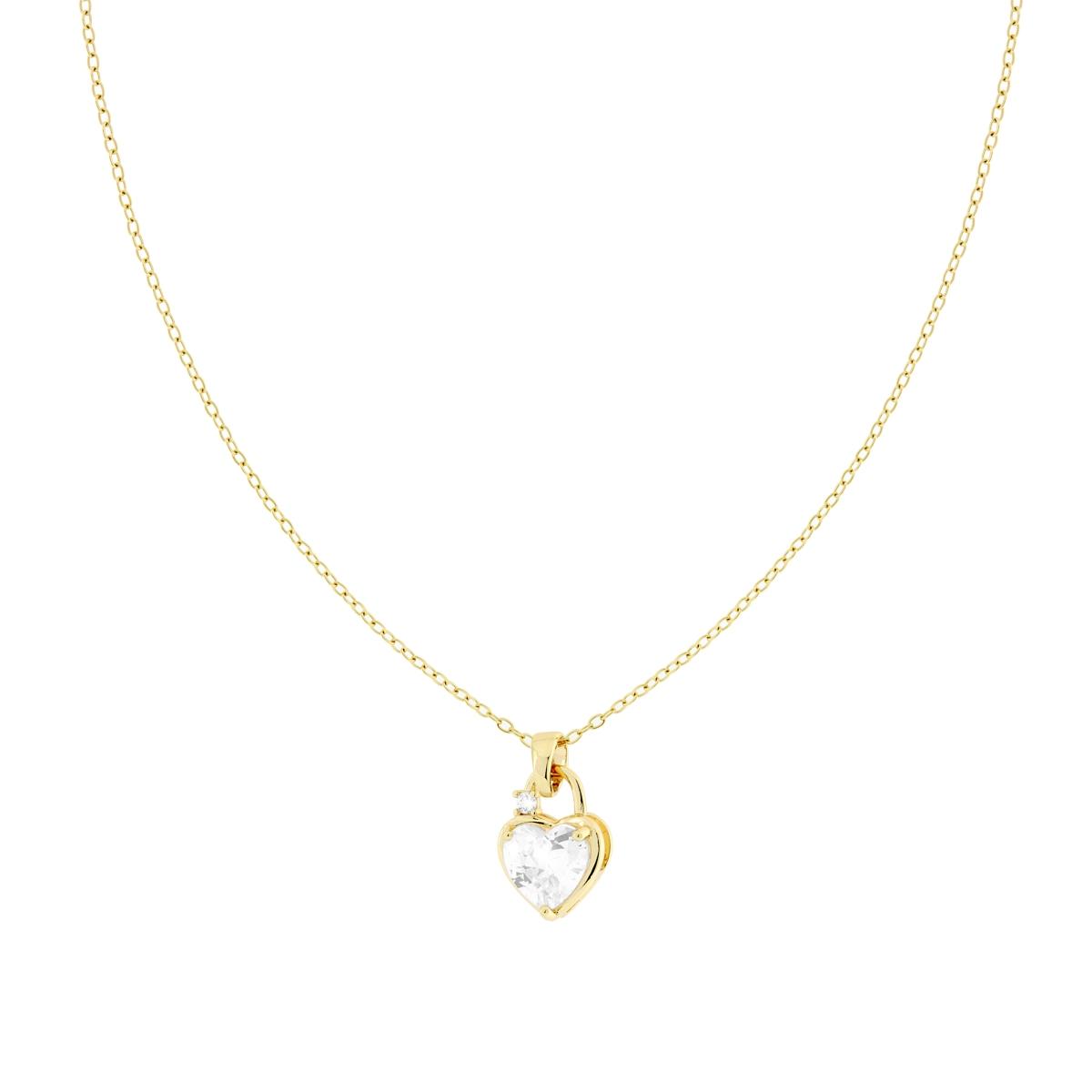 Collana Catena Forzatina Diamantata con Cuore Lucchetto e Crystal Bianchi in ACCIAIO colore Oro