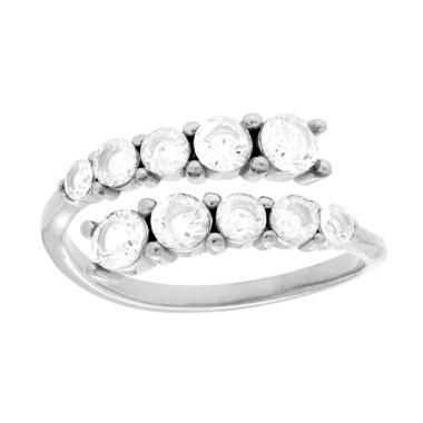 Anello Contrarie Veretta con Crystal Bianchi in ACCIAIO