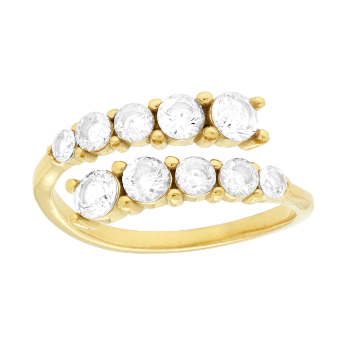 Anello Contrarie Veretta con Crystal Bianchi in ACCIAIO colore Oro