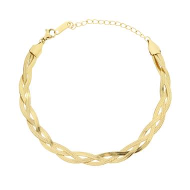 Bracciale Treccia con Catena Magik in ACCIAIO colore Oro