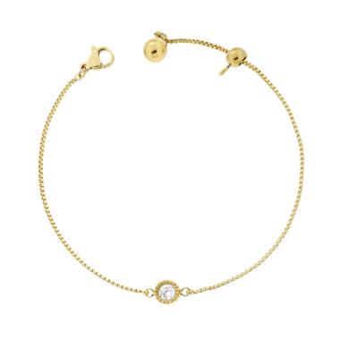 Bracciale Catena Veneziana Diamantata con Punto Luce Crystal Bianco in ACCIAIO colore Oro