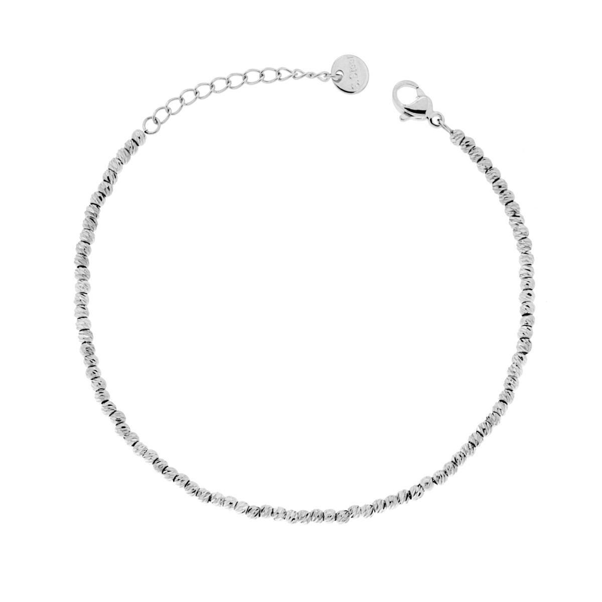 Bracciale Catena con Palline Diamantate mm 2,5 in ACCIAIO