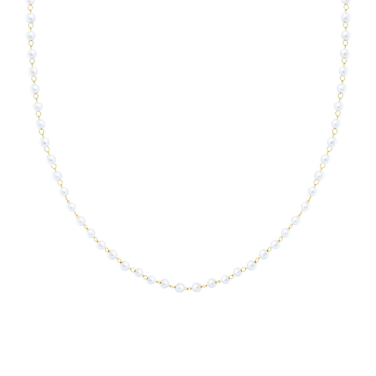 Collana Catena di Perle in ACCIAIO colore Oro