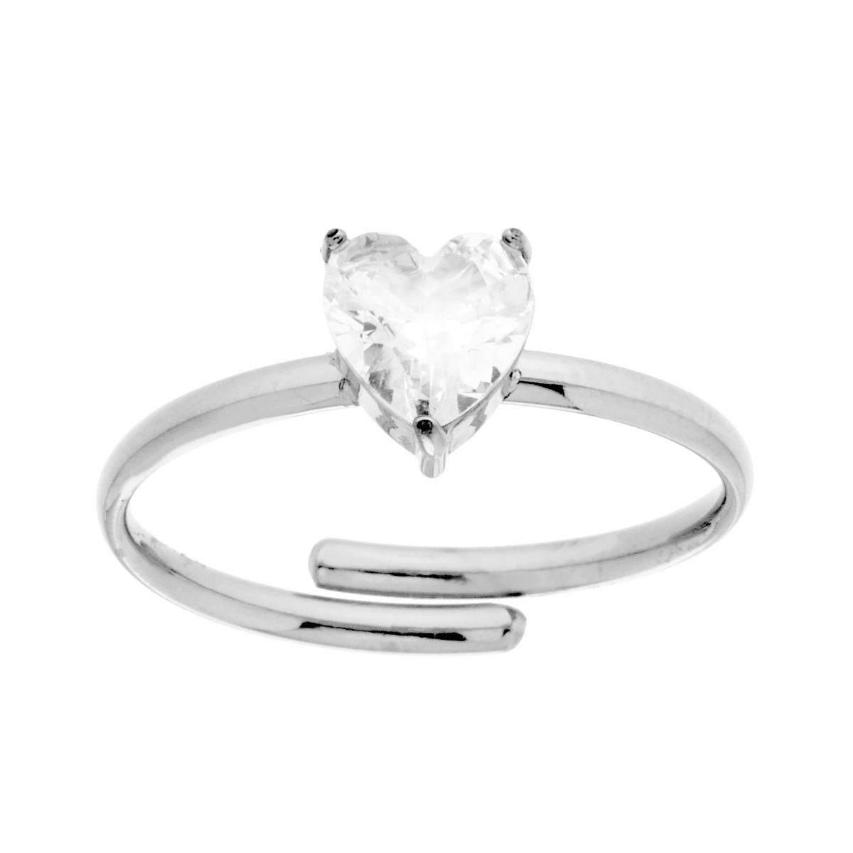 Anello Solitario Cuore Crystal Bianco in ACCIAIO