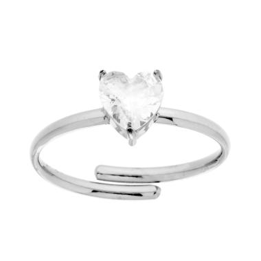 Anello Solitario Cuore Crystal Bianco in ACCIAIO