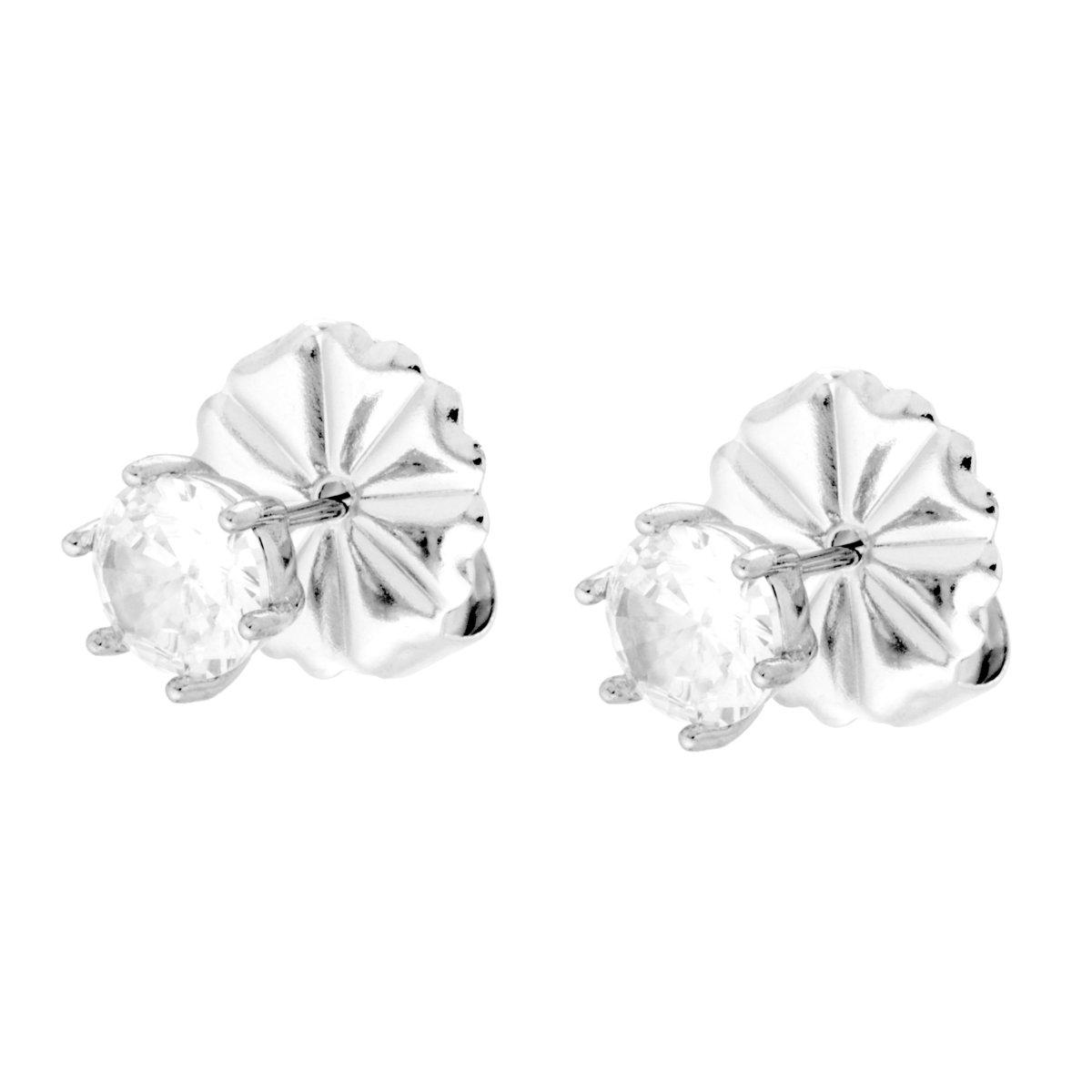 Orecchini Punto Luce Crystal Bianco mm 6 in ACCIAIO