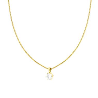 Collana Catena Disco Diamantata con Punto Luce Crystal Bianco mm 8 in ACCIAIO colore Oro