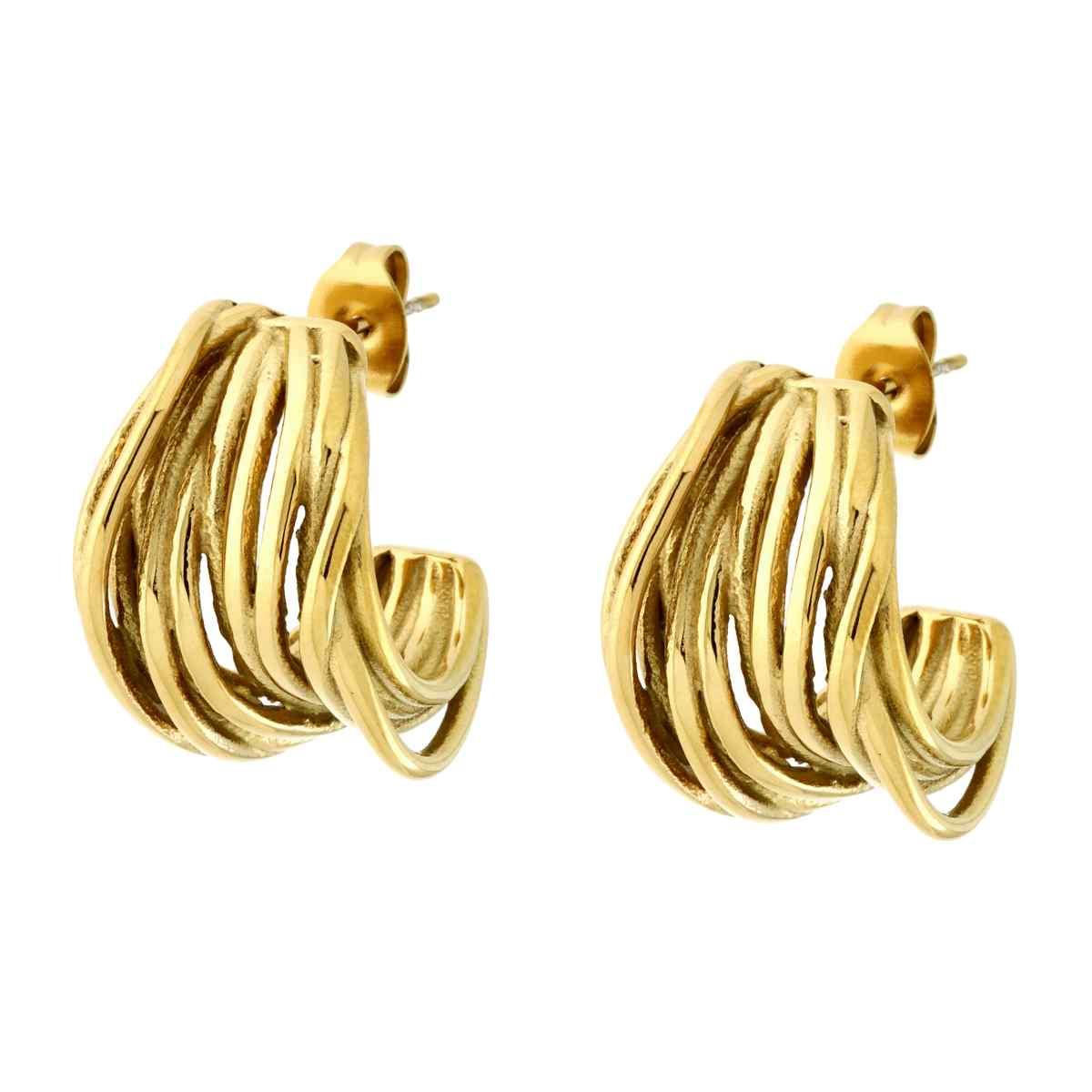 Orecchini Cerchio Multifilo in ACCIAIO colore Oro