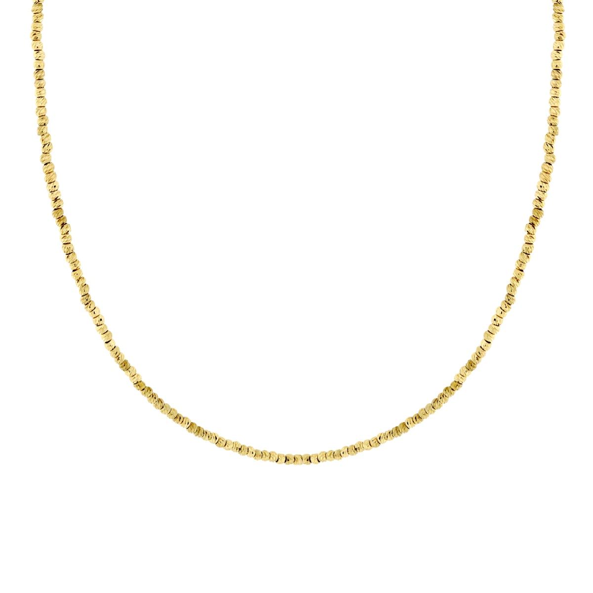 Collana Catena Palline Diamantate mm 2,4 in ACCIAIO colore Oro