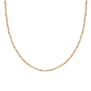 Collana Catena Palline Diamantate Tre colori mm 2,6 in ACCIAIO colore Oro e Rosa