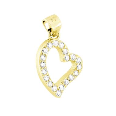 Ciondolo Cuore con Zirconi Bianchi in ARGENTO 925 Galvanica Oro