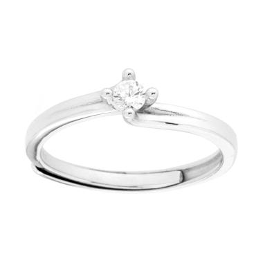 Anello Solitario con Cubic Zirconia Bianco mm 3 in ARGENTO 925 Galvanica Rodio