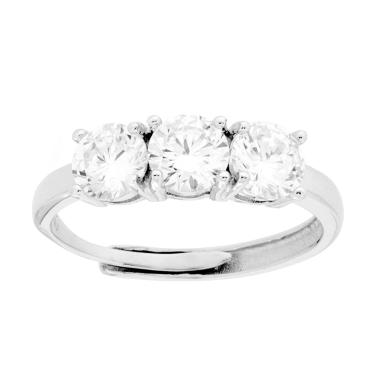 Anello Trilogy con Cubic Zirconia Bianchi mm 5 in ARGENTO 925 Galvanica Rodio