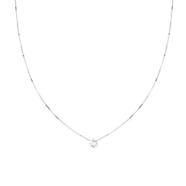 Collana Catena Veneziana Diamantata con Punto Luce Cubic Zirconia Bianco mm 3 in ARGENTO 925 Galvanica Rodio