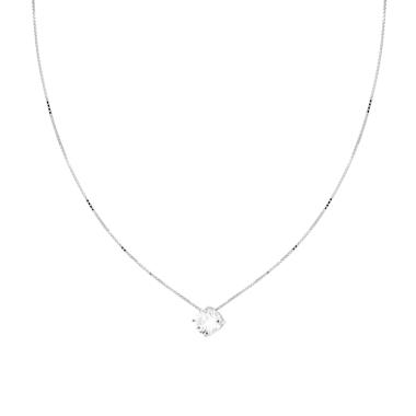 Collana Catena Veneziana Diamantata con Punto Luce Cubic Zirconia Bianco mm 6 in ARGENTO 925 Galvanica Rodio