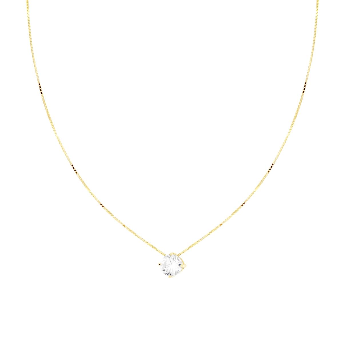 Collana Catena Veneziana Diamantata con Punto Luce Cubic Zirconia Bianco mm 6 in ARGENTO 925 Galvanica Oro