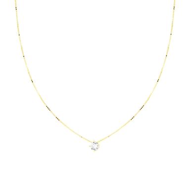 Collana Catena Veneziana Diamantata con Punto Luce Cubic Zirconia Bianco mm 4 in ARGENTO 925 Galvanica Oro