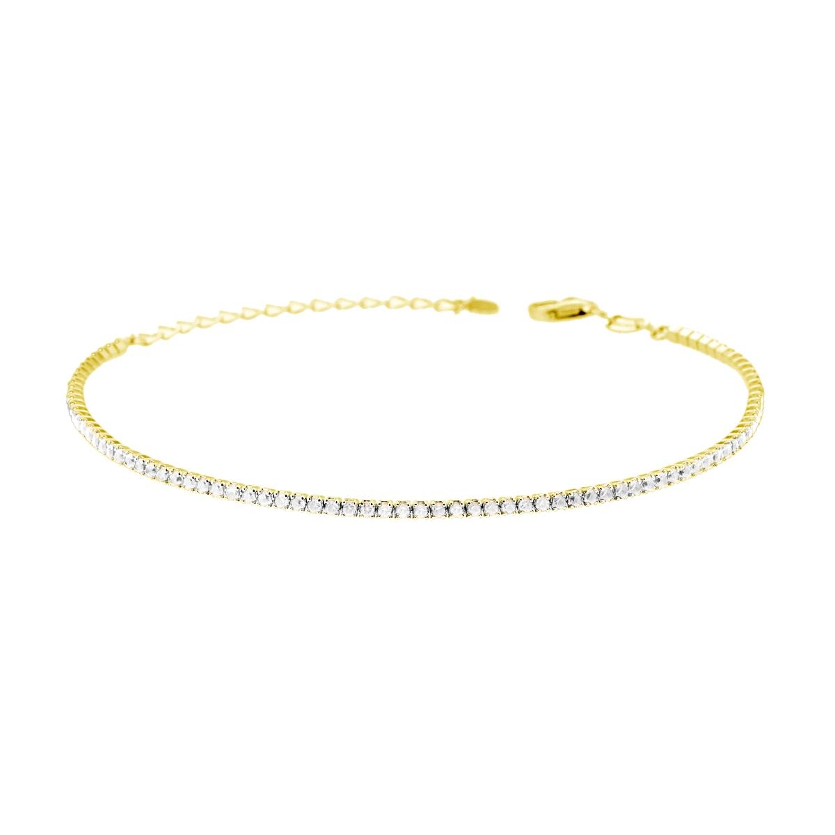 Bracciale Tennis Griffe cm 16+3 con Cubic Zirconia Bianchi mm 1.7 in ARGENTO 925 Galvanica Oro