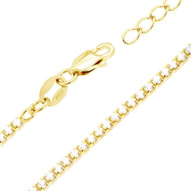 Bracciale Tennis Griffe cm 16+3 con Cubic Zirconia Bianchi mm 1.7 in ARGENTO 925 Galvanica Oro