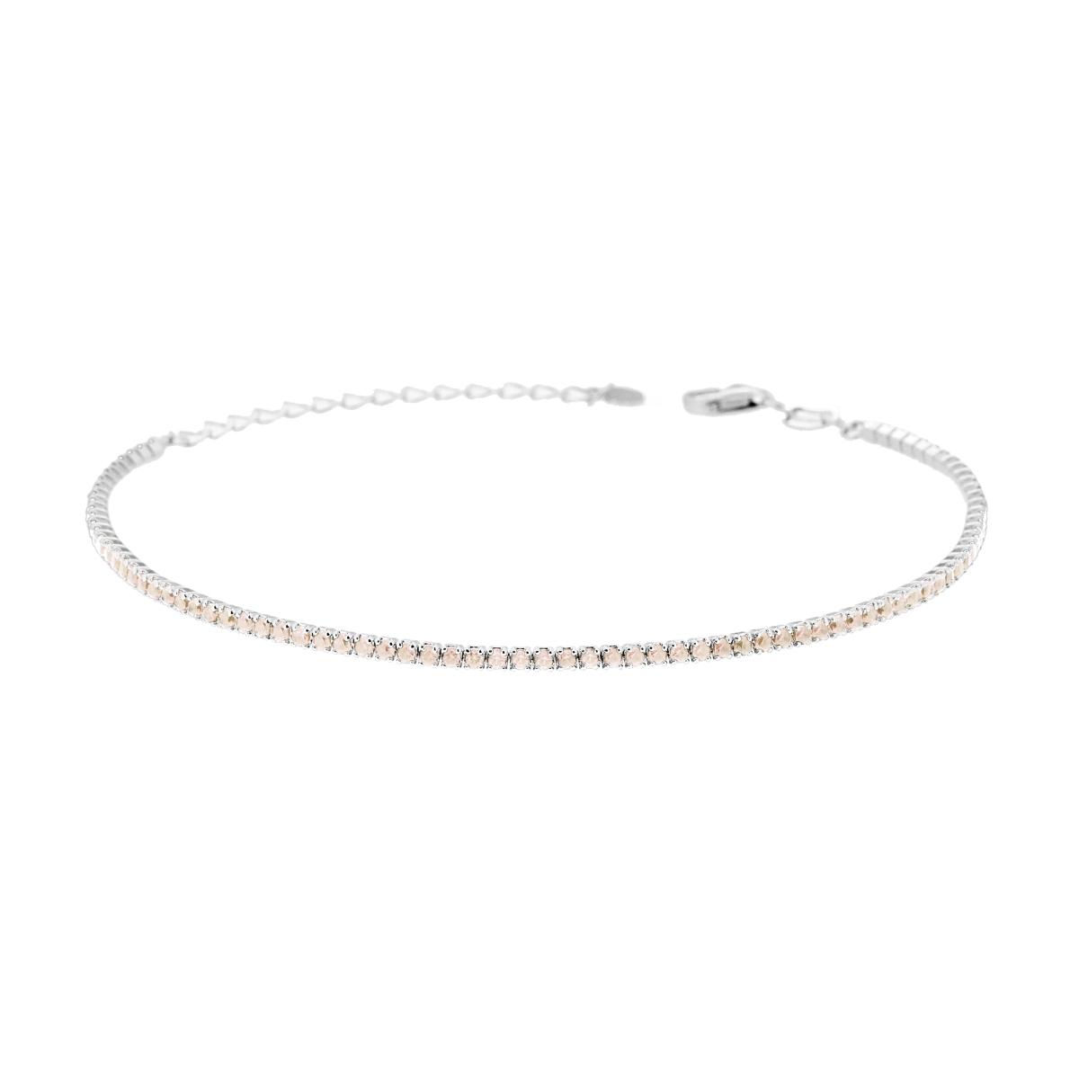 Bracciale Tennis Griffe cm 16+3 con Cubic Zirconia Champagne mm 1.7 in ARGENTO 925 Galvanica Rodio