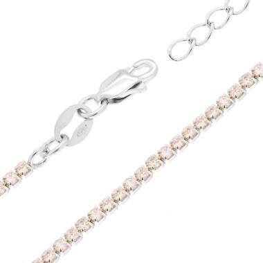 Bracciale Tennis Griffe cm 16+3 con Cubic Zirconia Champagne mm 1.7 in ARGENTO 925 Galvanica Rodio
