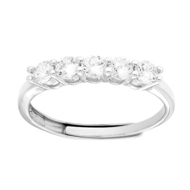 Anello Veretta con Cubic Zirconia Bianchi mm 3 in ARGENTO 925 Galvanica Rodio