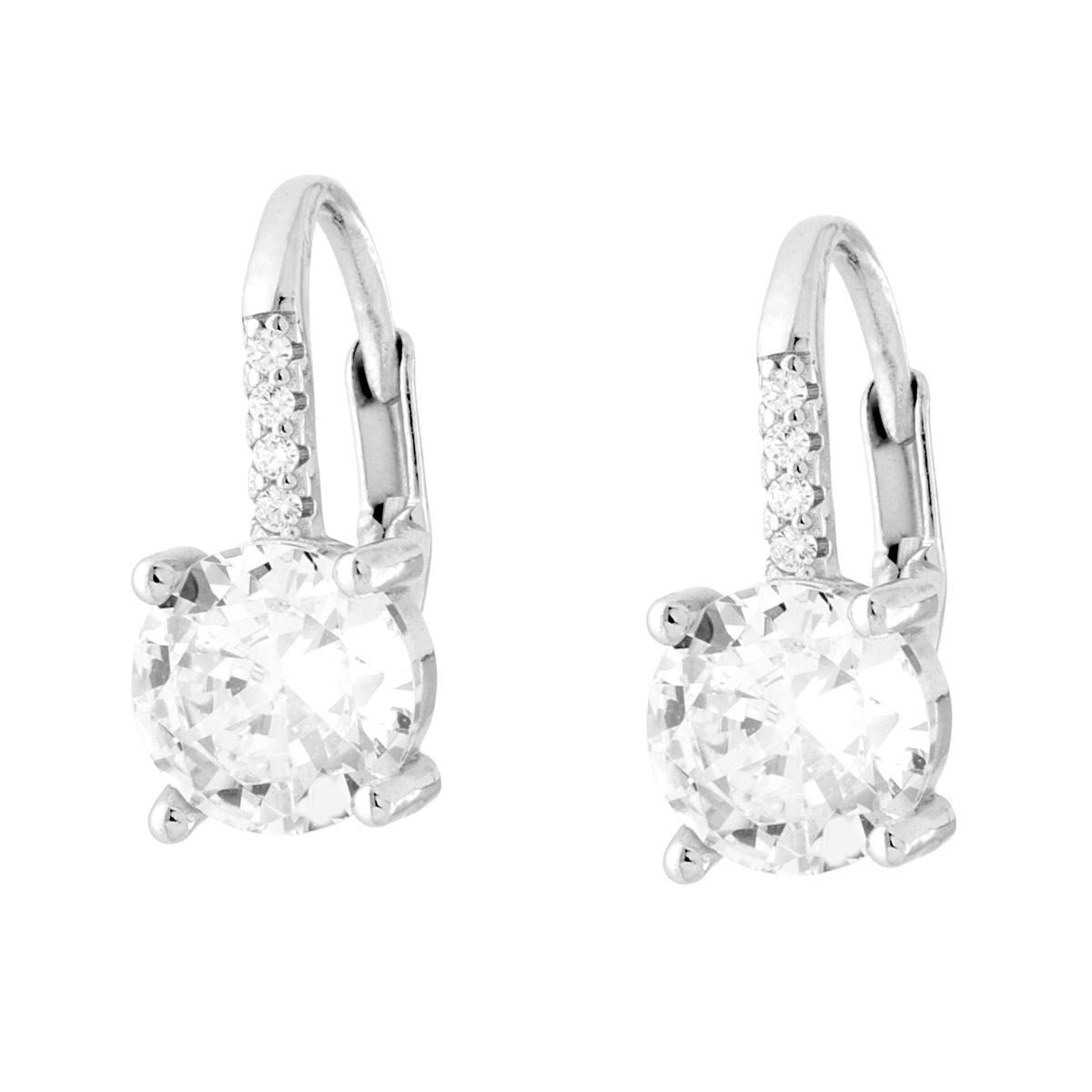 Orecchini Monachella Punto Luce mm 7 con Cubic Zirconia Bianchi in ARGENTO 925 Galvanica Rodio