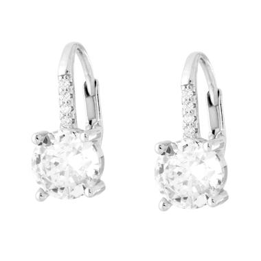 Orecchini Monachella Punto Luce mm 7 con Cubic Zirconia Bianchi in ARGENTO 925 Galvanica Rodio