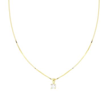 Collana Catena Veneziana Diamantata con Punto Luce Cubic Zirconia Bianco mm 4 in ARGENTO 925 Galvanica Oro