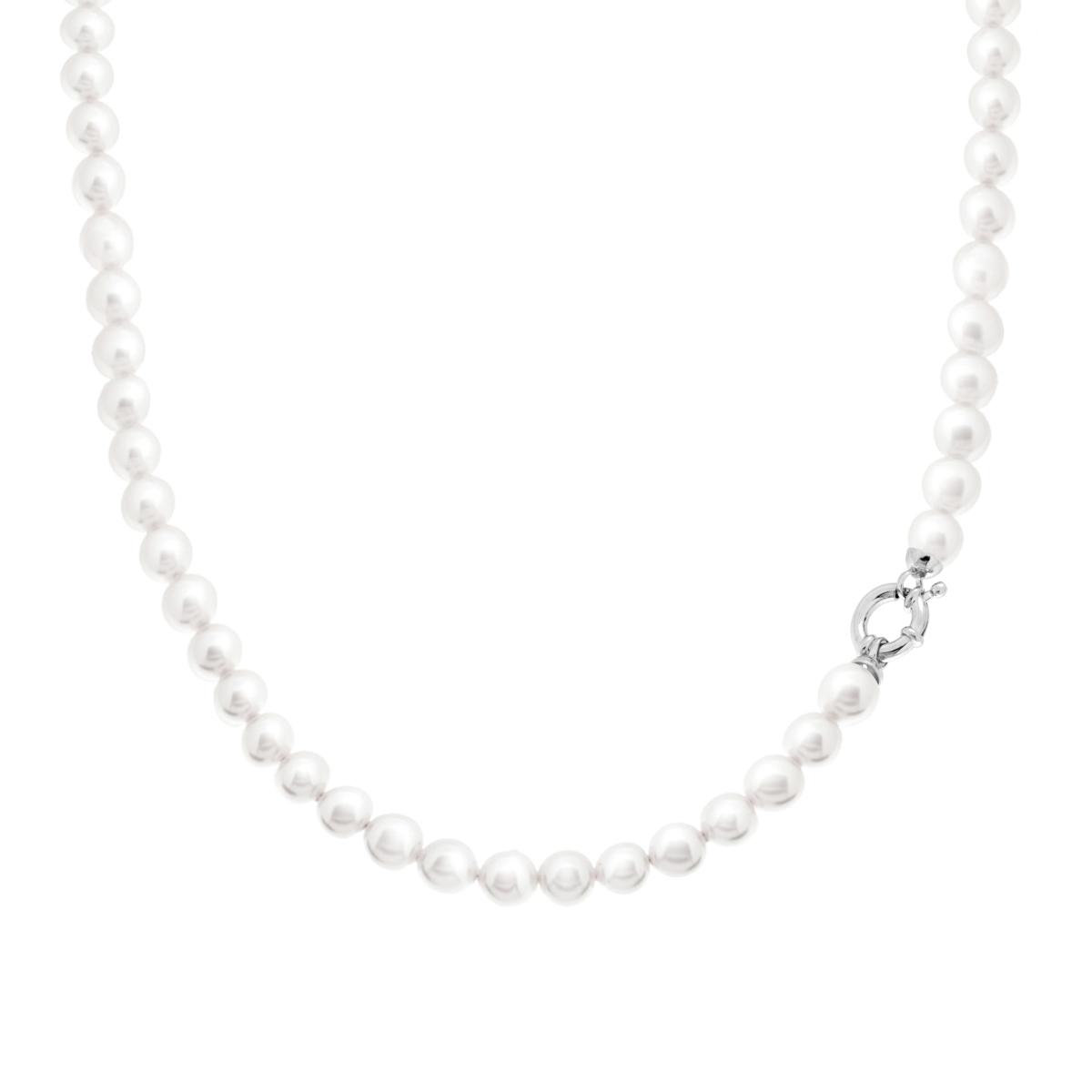 Collana Perla mm 6 in ARGENTO 925 Galvanica Rodio