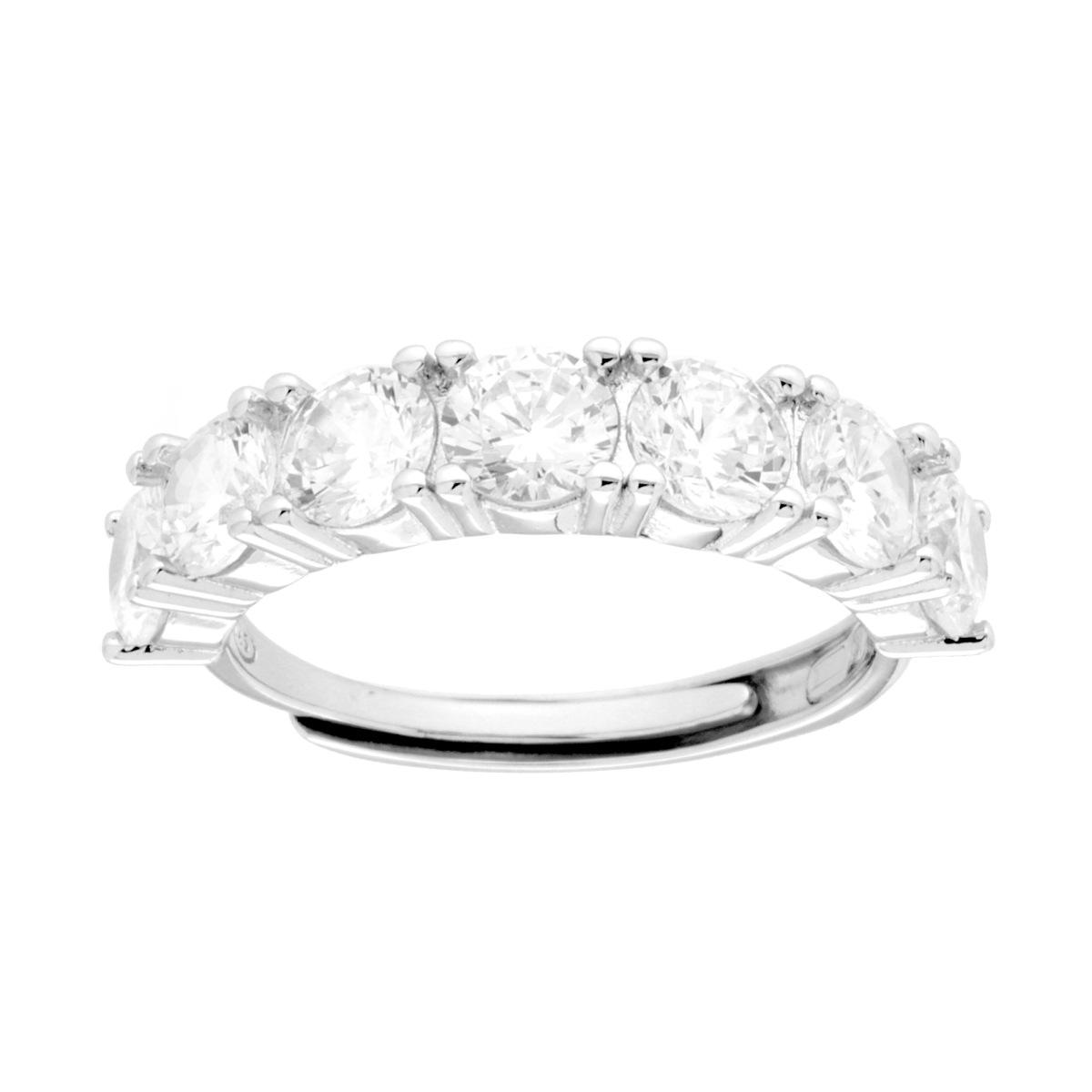 Anello Veretta con Cubic Zirconia Bianchi mm 4.5 in ARGENTO 925 Galvanica Rodio