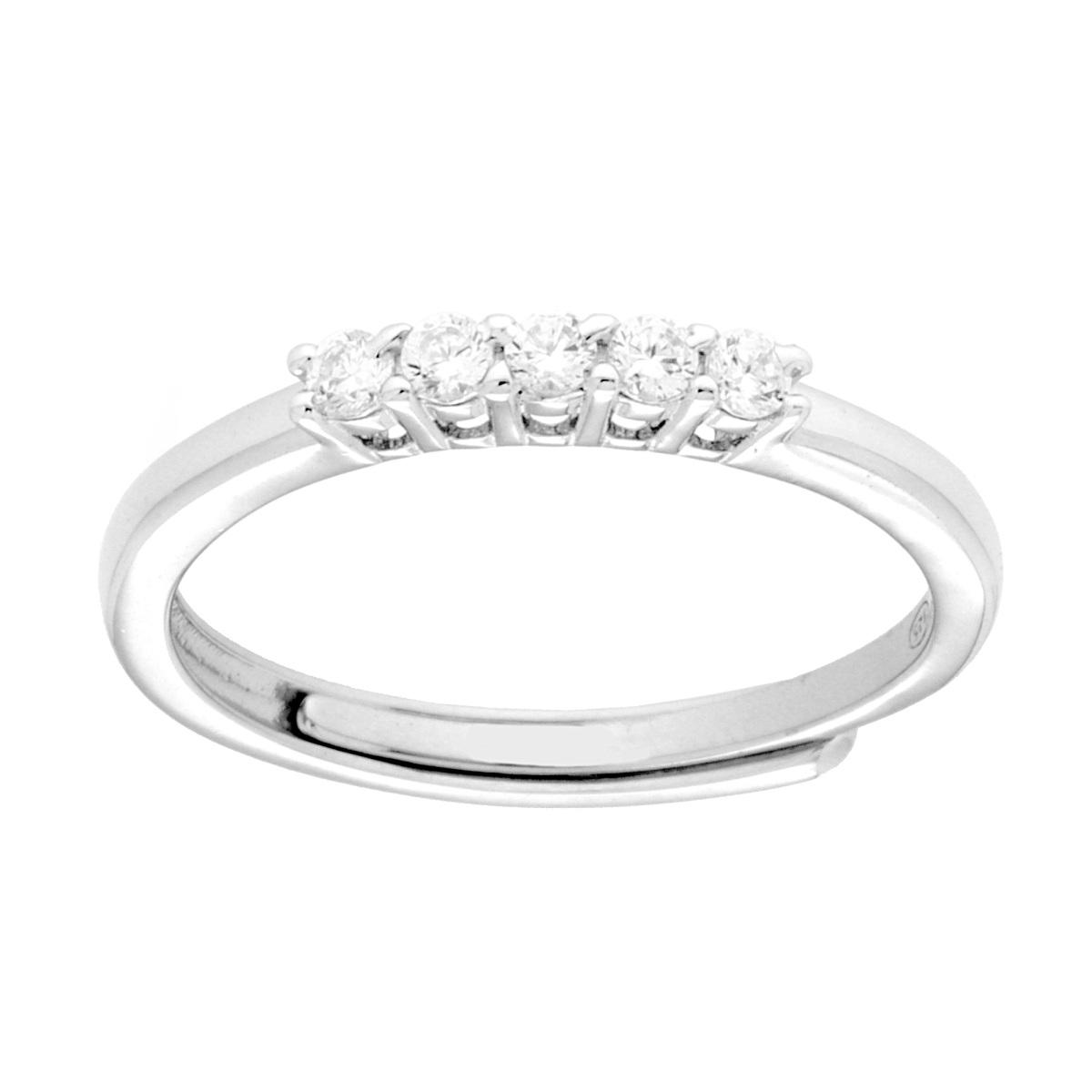 Anello Veretta con Cubic Zirconia Bianchi mm 2 in ARGENTO 925 Galvanica Rodio