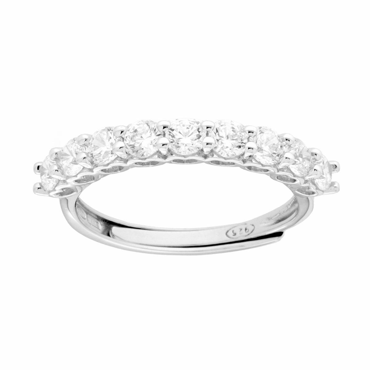 Anello Veretta con Cubic Zirconia Bianchi mm 3 in ARGENTO 925 Galvanica Rodio