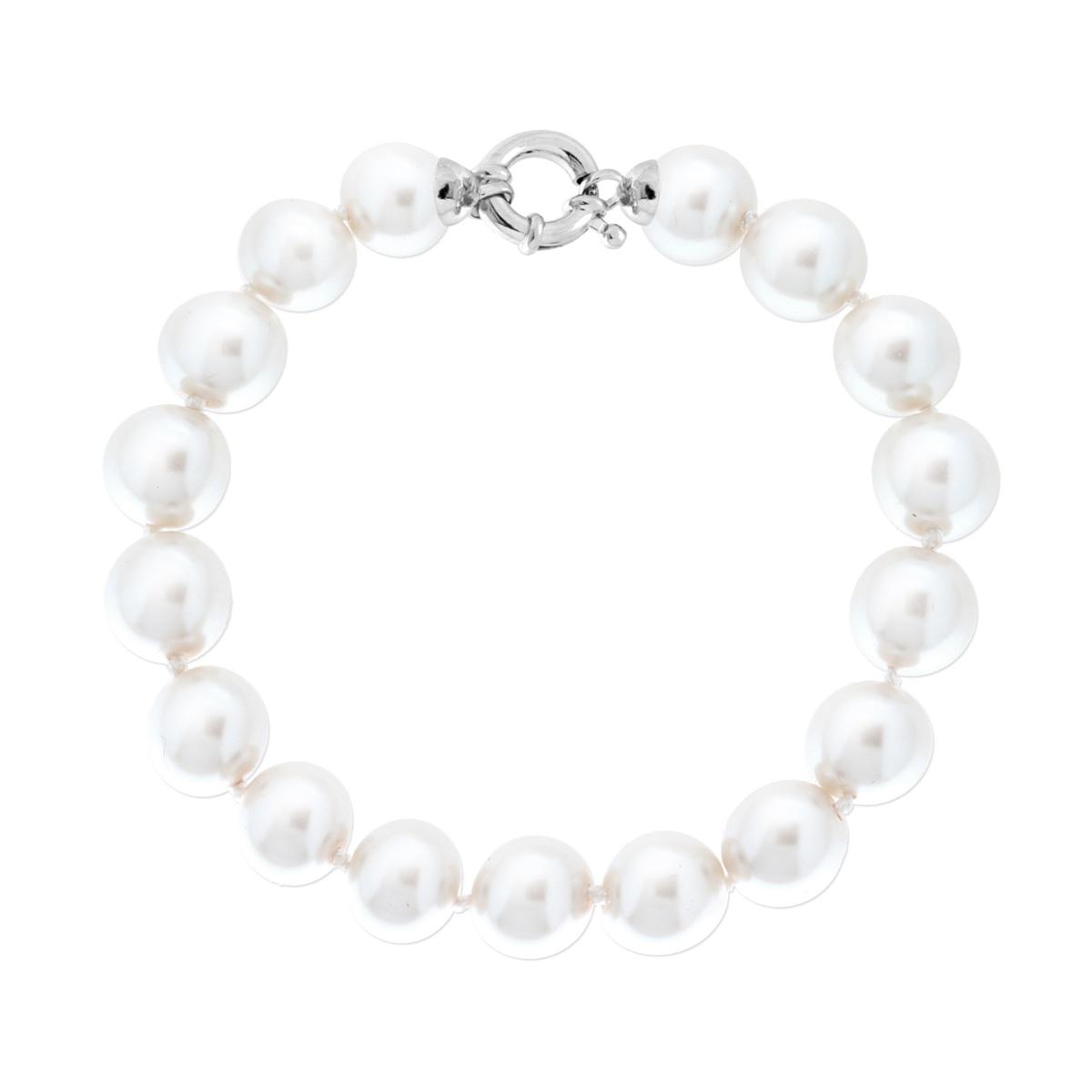 Bracciale Perla mm 10 in ARGENTO 925 Galvanica Rodio