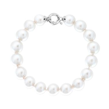 Bracciale Perla mm 10 in ARGENTO 925 Galvanica Rodio